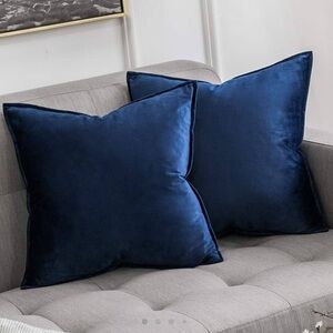MIULEE Pack of 2 Navy Blue Decorative Velvet Throw Pillow Covers